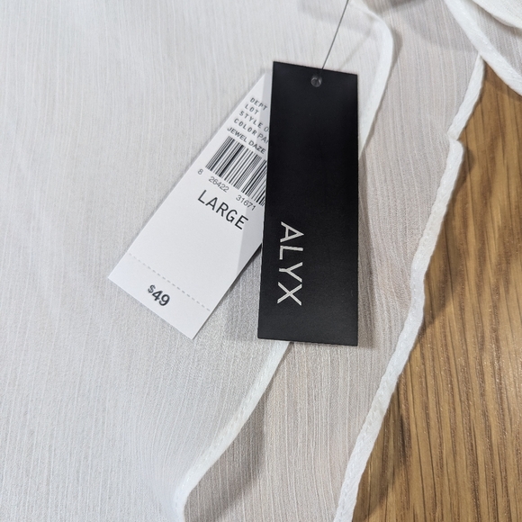 Alyx White Overlay Sheer Blouse Size Large - Picture 6 of 9